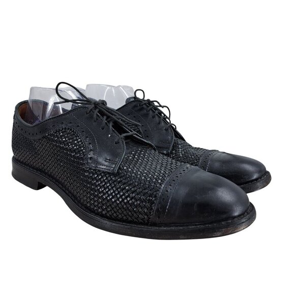 Allen Edmonds Shreveport Black Leather Lace Up Oxfords Size 9.5 Split Toe Woven main image 8